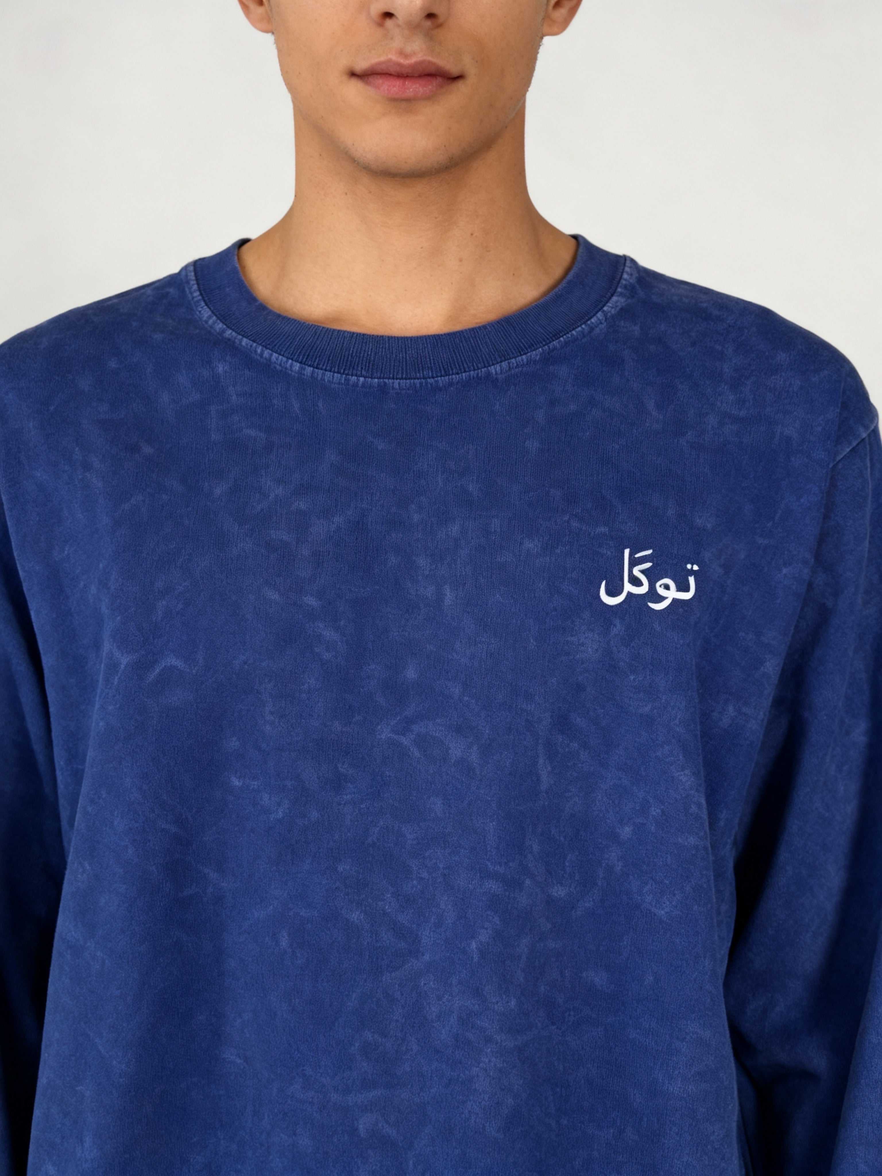 TAWAKKUL Mineral Wash Blue Heavyweight Long Sleeve Tee