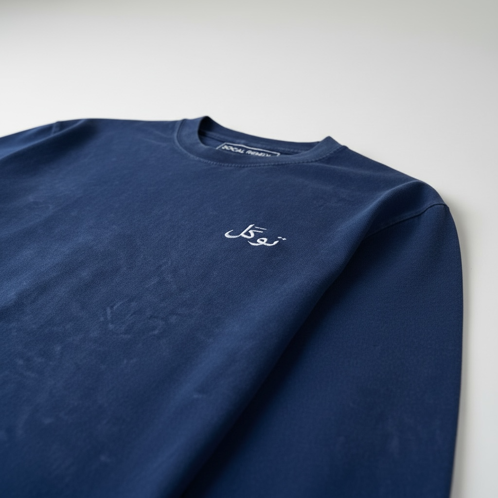 TAWAKKUL Mineral Wash Blue Heavyweight Long Sleeve Tee